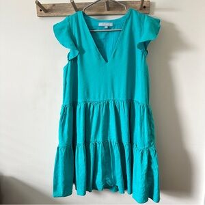 ANTONIO MELANI | Women’s Teal Tiered Flutter-Sleeve' Dress size Small
